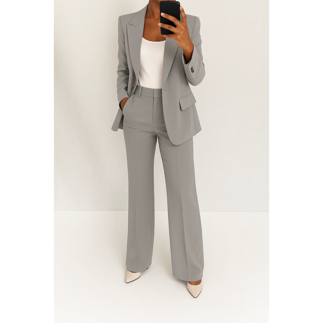 Women's tailored two-piece trouser suit in grey