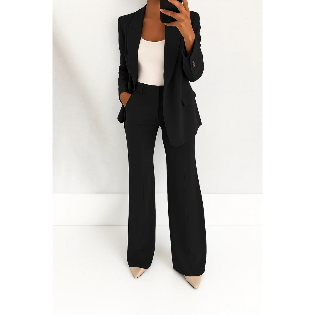 Women's tailored two-piece trouser suit in black