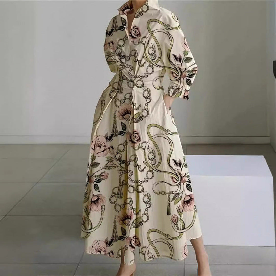 NOA | VIENNA WOMEN'S COLLARED WRAP MAXI DRESS