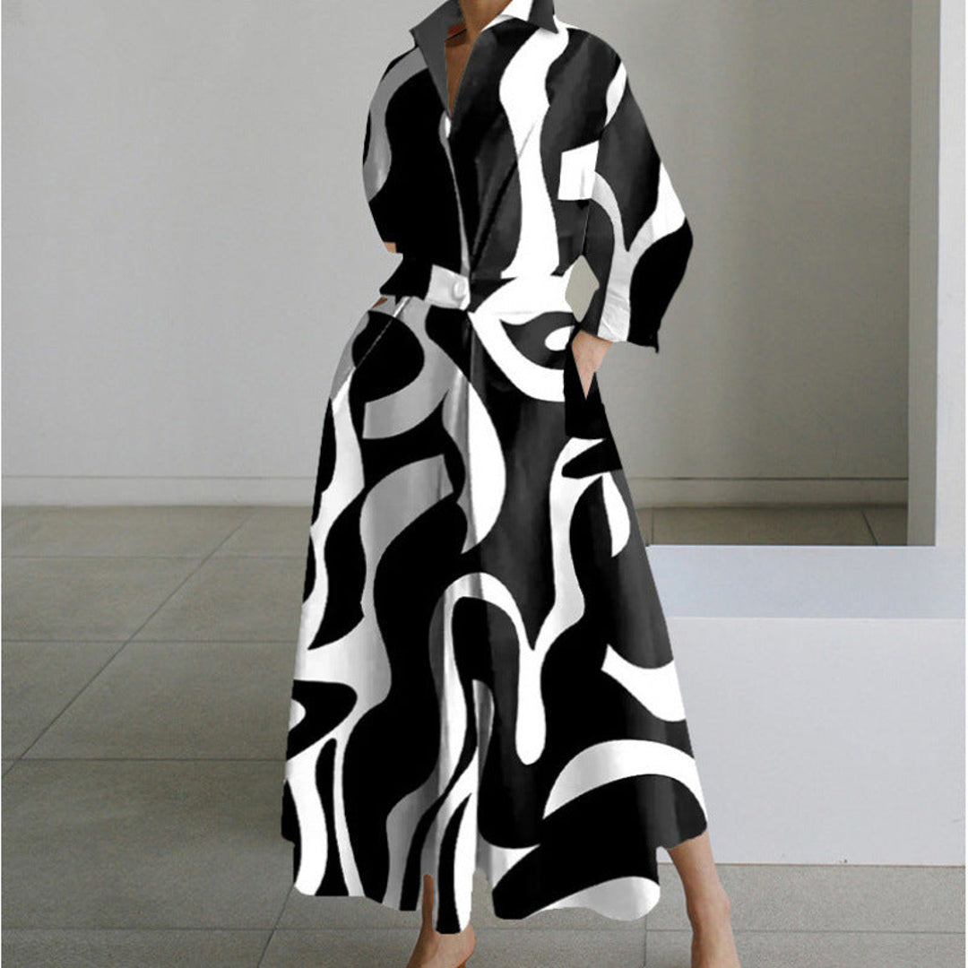 NOA | VIENNA WOMEN'S COLLARED WRAP MAXI DRESS