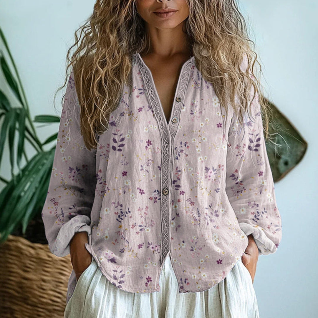 NOA | BRIANNA WOMEN'S VINTAGE LEAF PRINT SHIRT