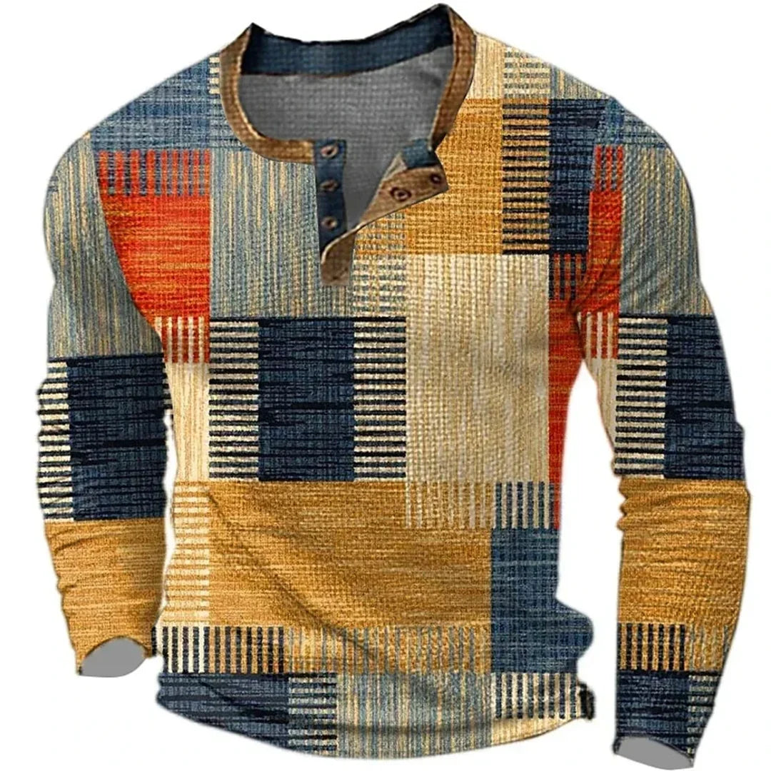 NOA | ANDREW MEN'S MULTICOLOUR PATCHWORK LONG SLEEVE SHIRT