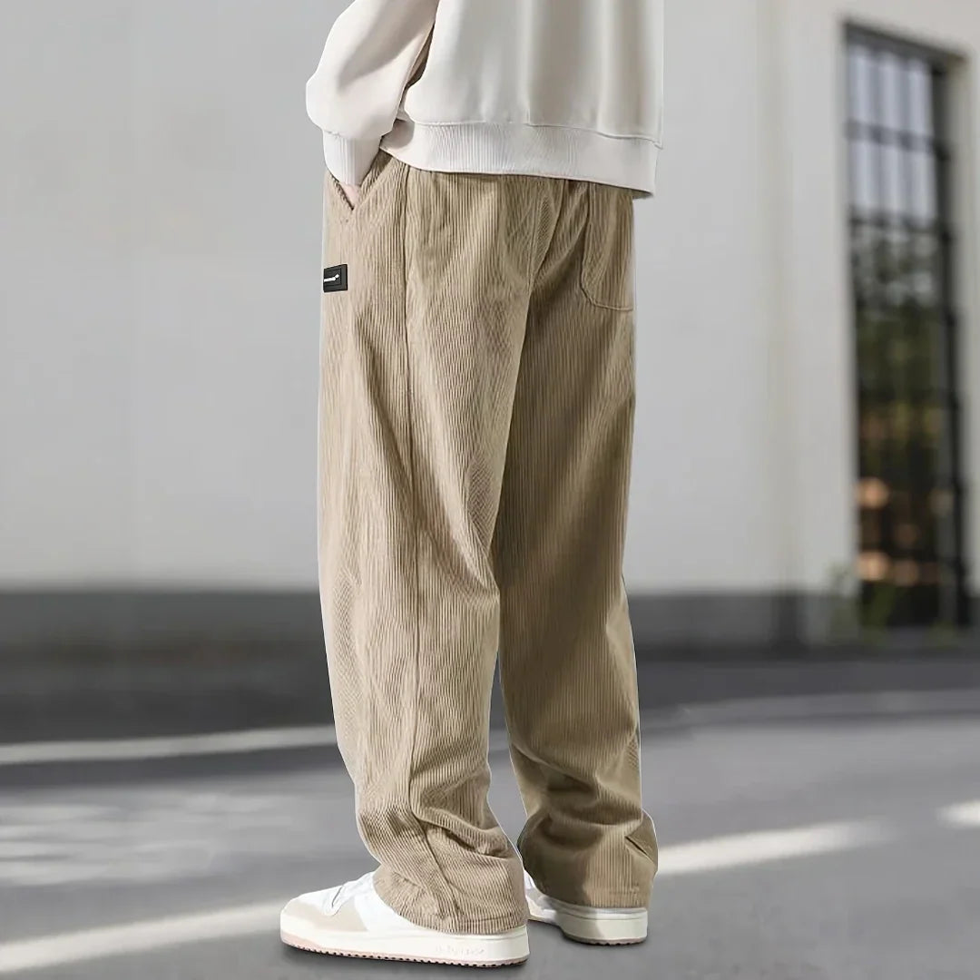 Men's corduroy trousers detail