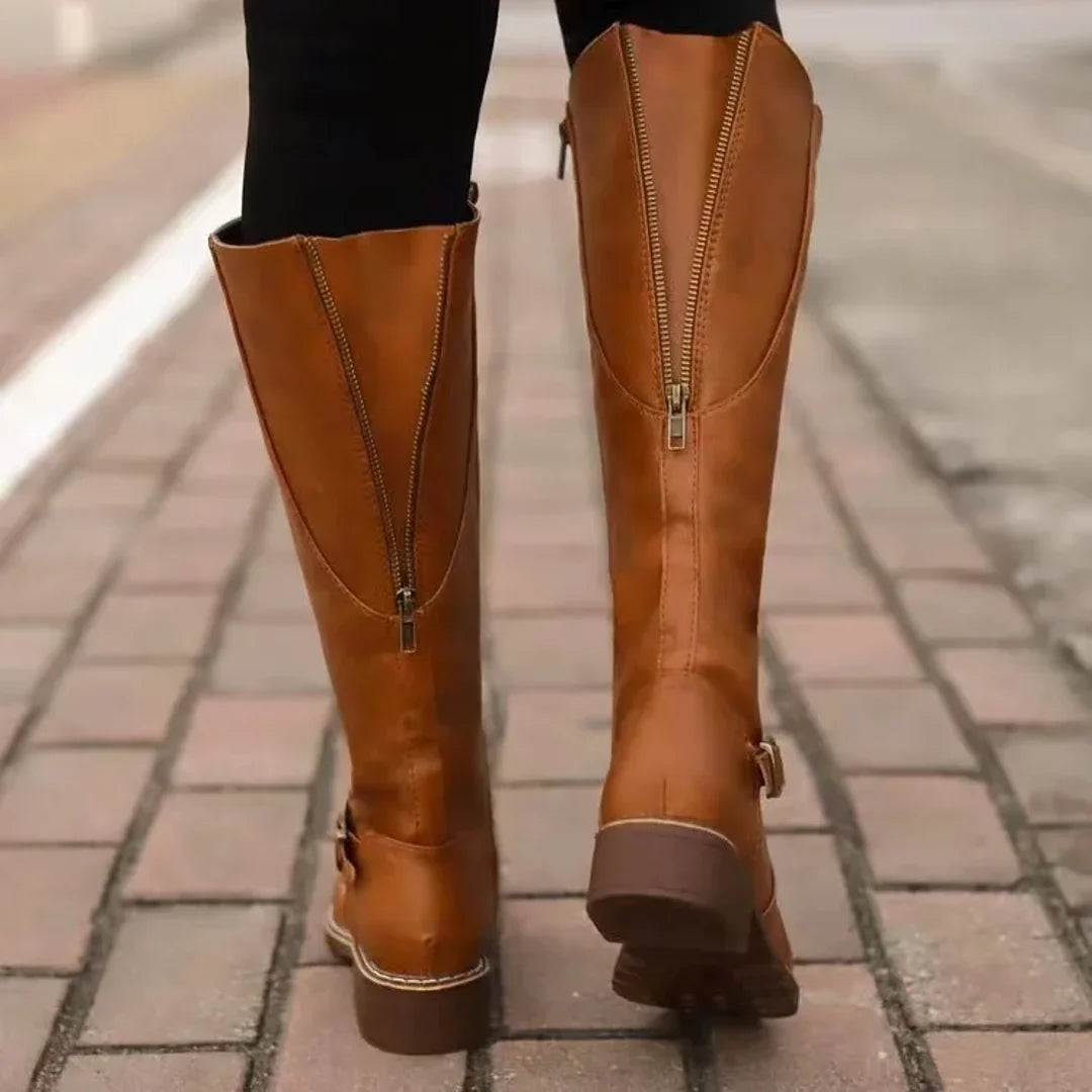 NOA | CELESTINE WOMEN'S TALL LEATHER BUCKLE BOOTS