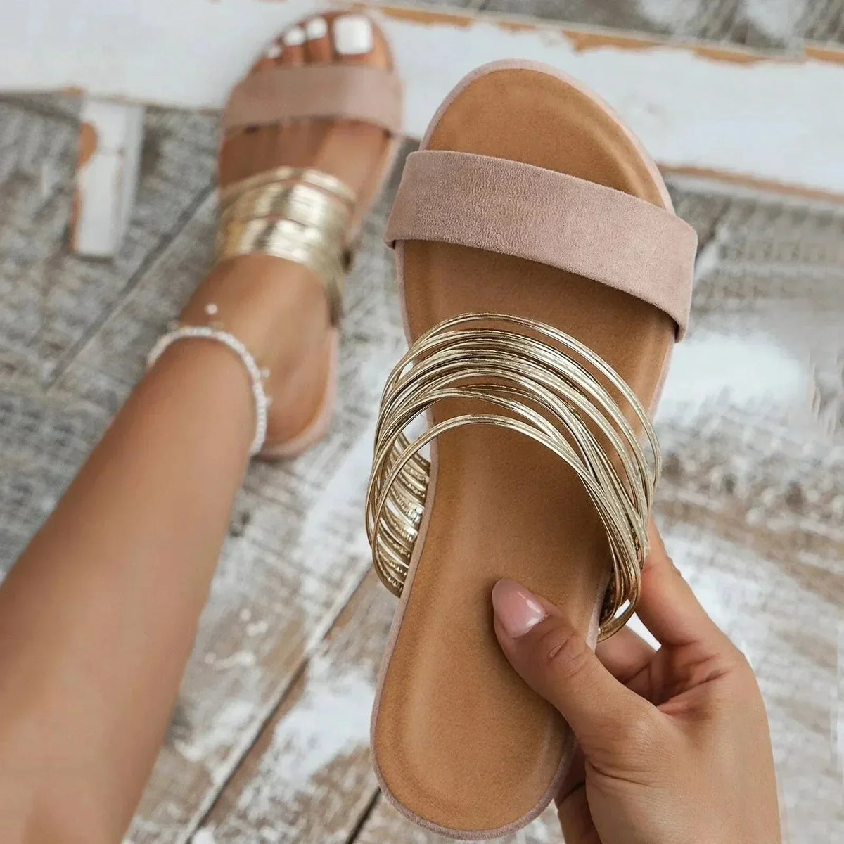 NOA | DOUBLE STRAP SLIP-ON FLAT SHOES