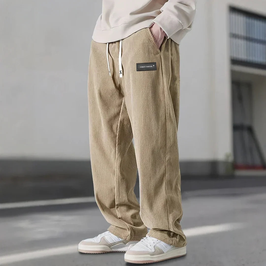 Men's corduroy trousers in khaki