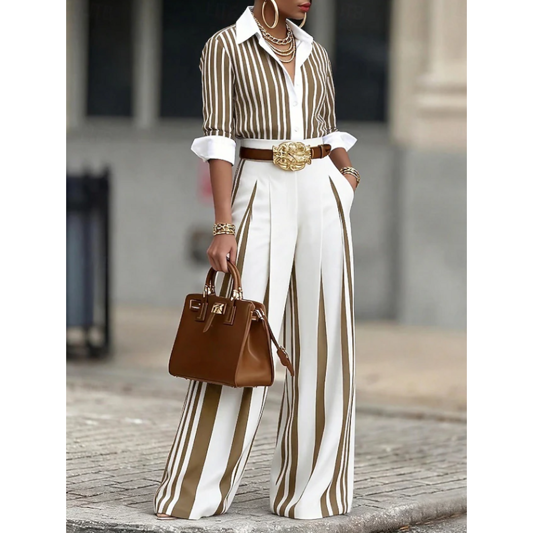 NOA | ISABELLA WOMEN'S STRIPED WIDE LEG TROUSER CO-ORD SET