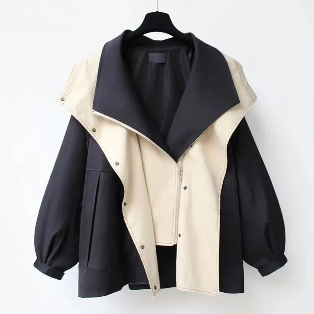 Women's zip-up jacket with buttons in black