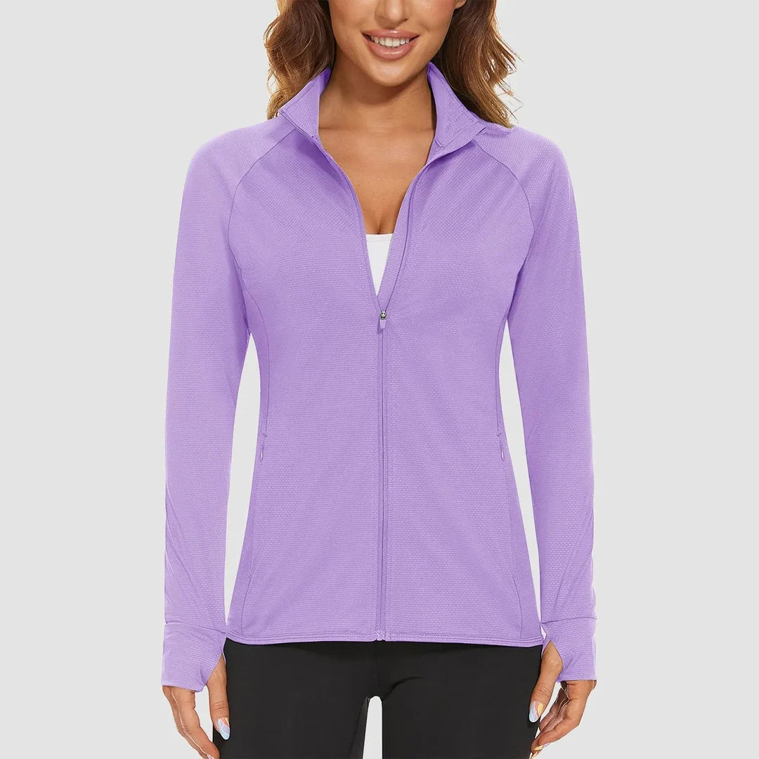 Women's lightweight zip-up running jacket in light purple