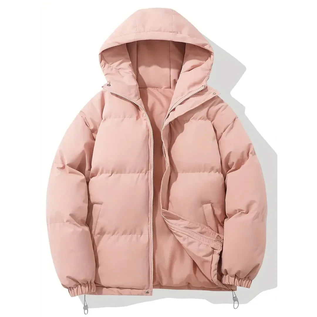 Women's quilted hooded winter jacket in pink