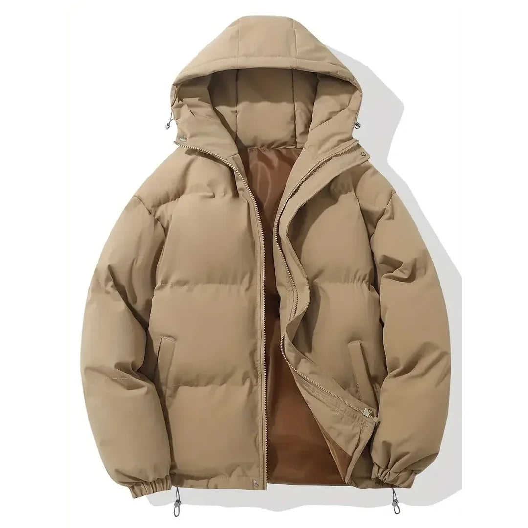 Women's quilted hooded winter jacket in khaki