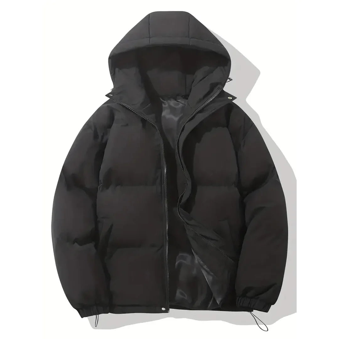 Women's quilted hooded winter jacket in black