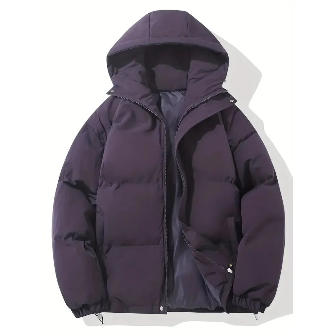 Women's quilted hooded winter jacket in purple