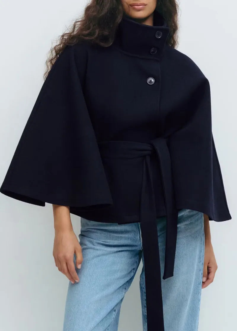 NOA | SPRING BELTED HIGH-NECK CAPE COAT