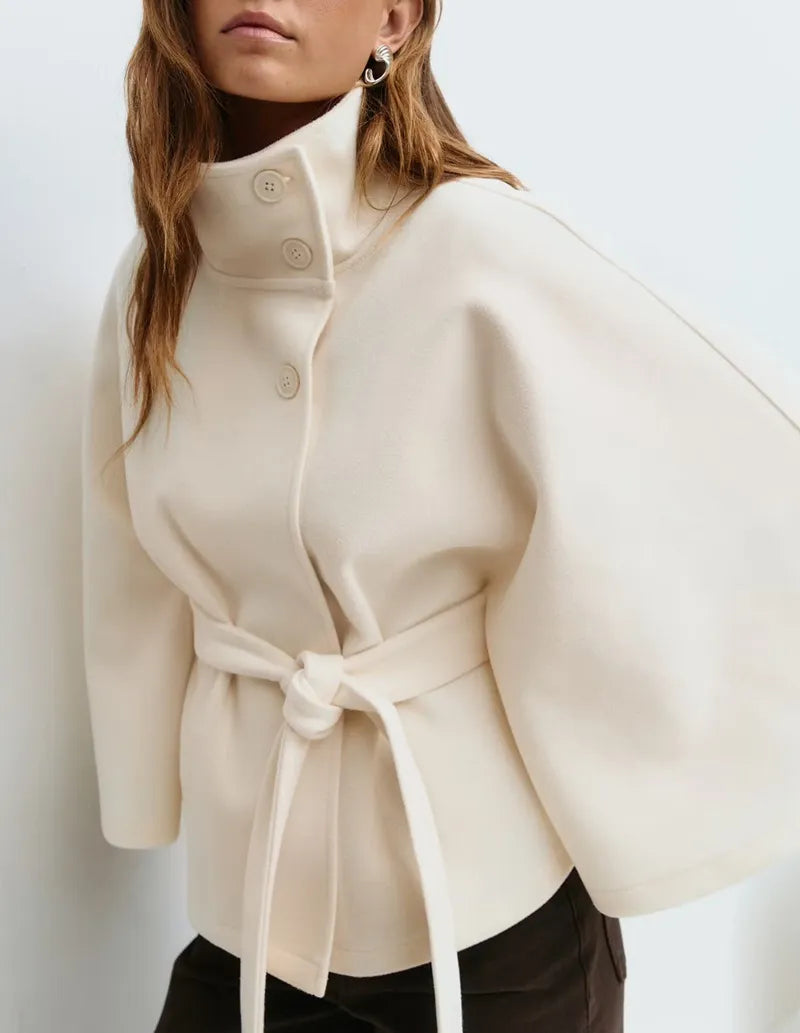 NOA | SPRING BELTED HIGH-NECK CAPE COAT