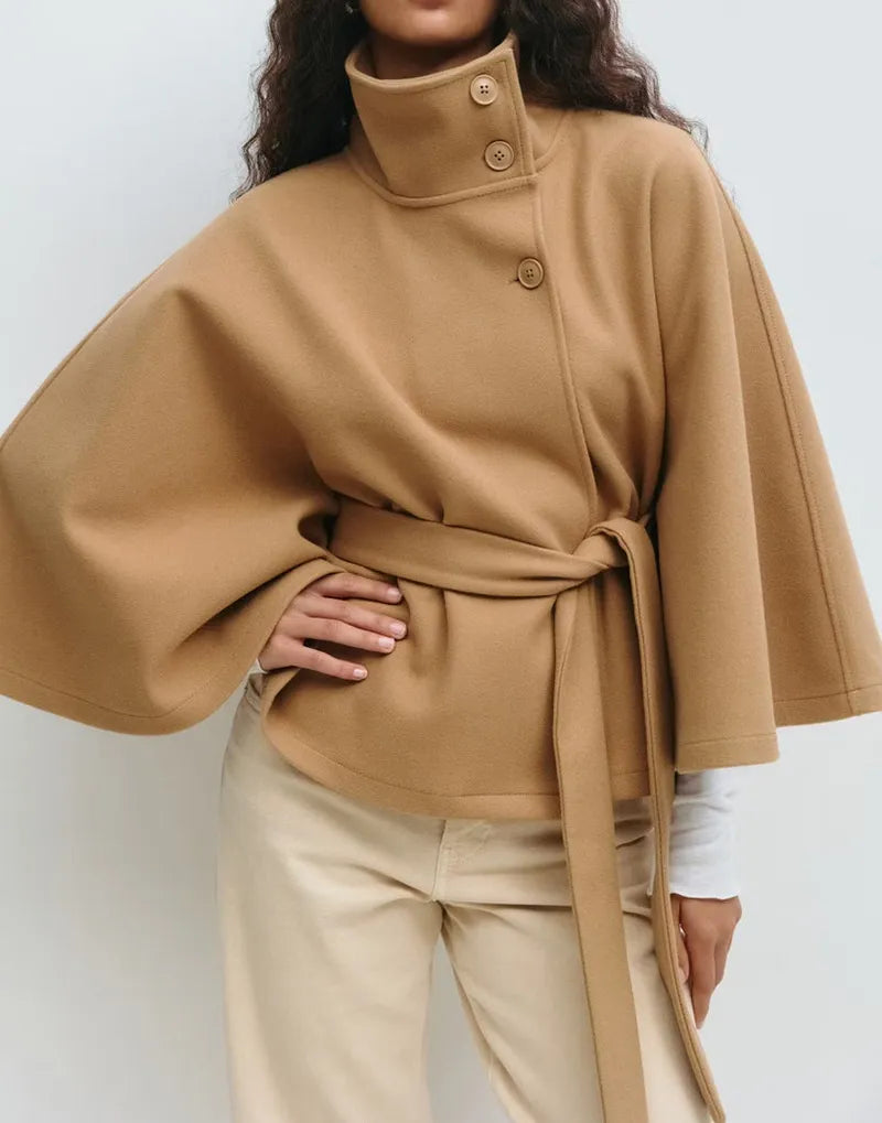 NOA | SPRING BELTED HIGH-NECK CAPE COAT