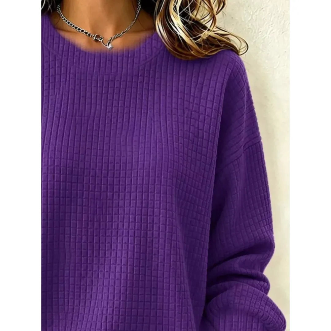Women's waffle knit crew neck sweatshirt