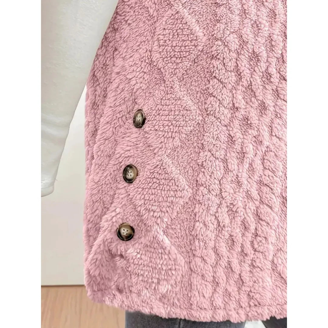 Women's hooded sherpa-look button-up gilet