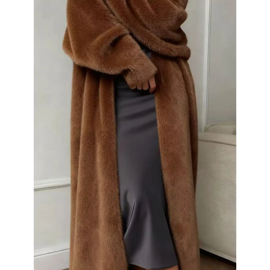 Women's fluffy longline open front cardigan