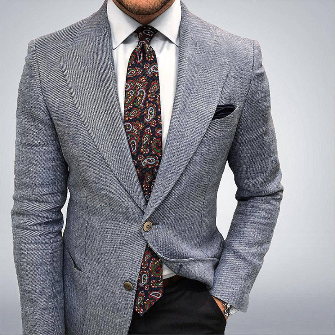 Men's textured tailored blazer in light grey