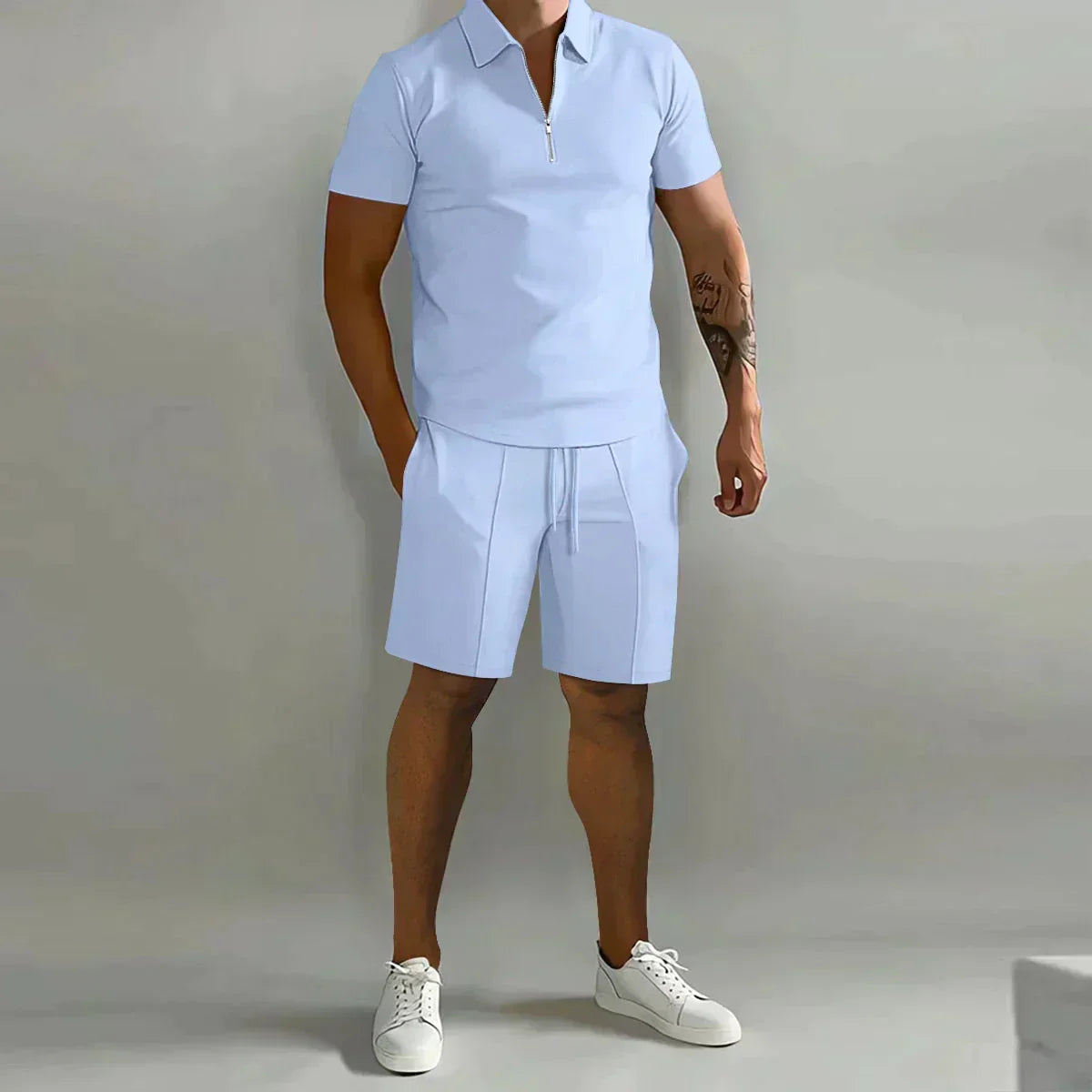 NOA | ZIP POLO SHIRT AND SHORTS CASUAL SET
