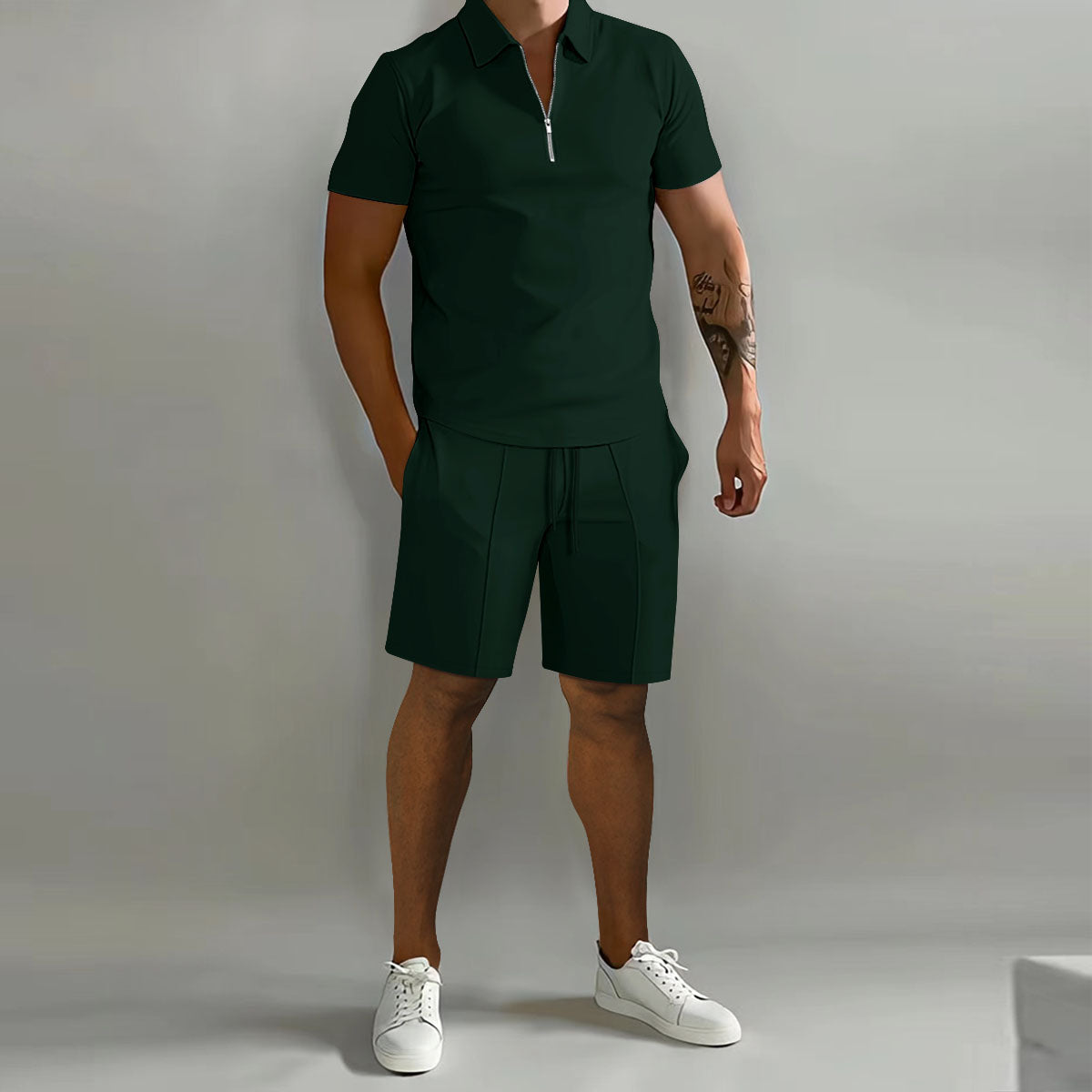 NOA | ZIP POLO SHIRT AND SHORTS CASUAL SET