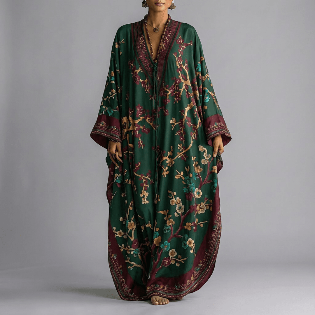 Women's floral maxi dress in green