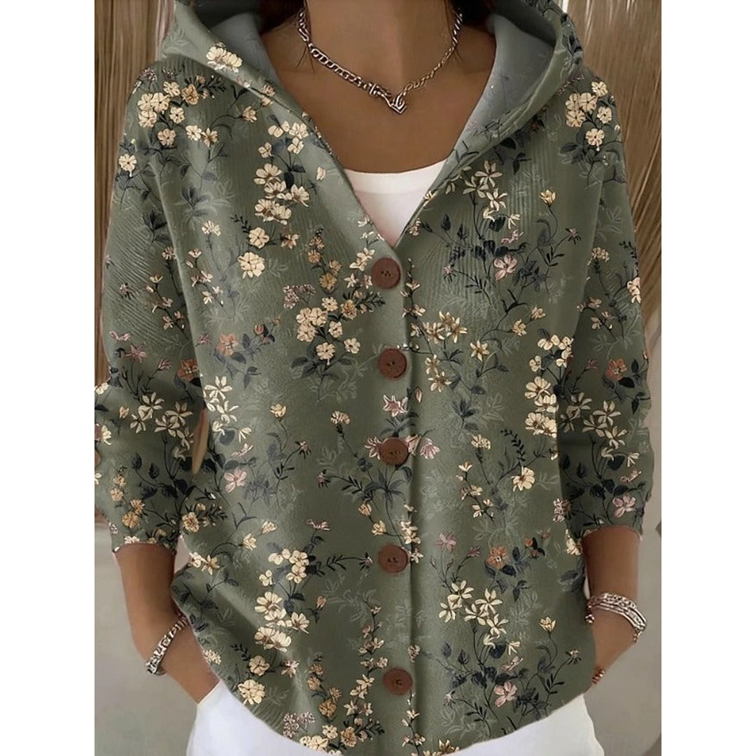 NOA | YVAINE WOMEN'S HOODED BUTTON UP CARDIGAN