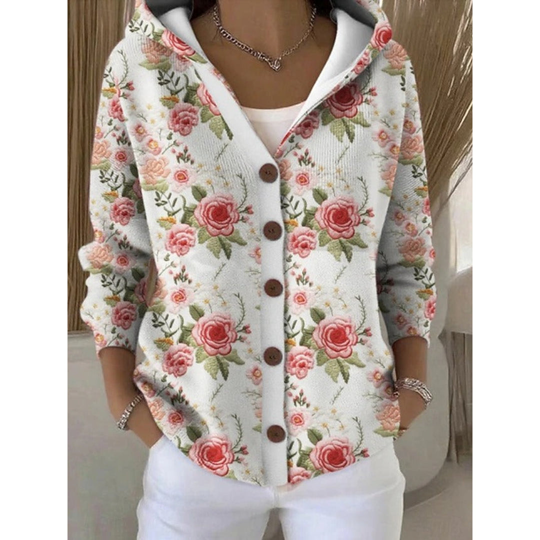 NOA | YVAINE WOMEN'S HOODED BUTTON UP CARDIGAN