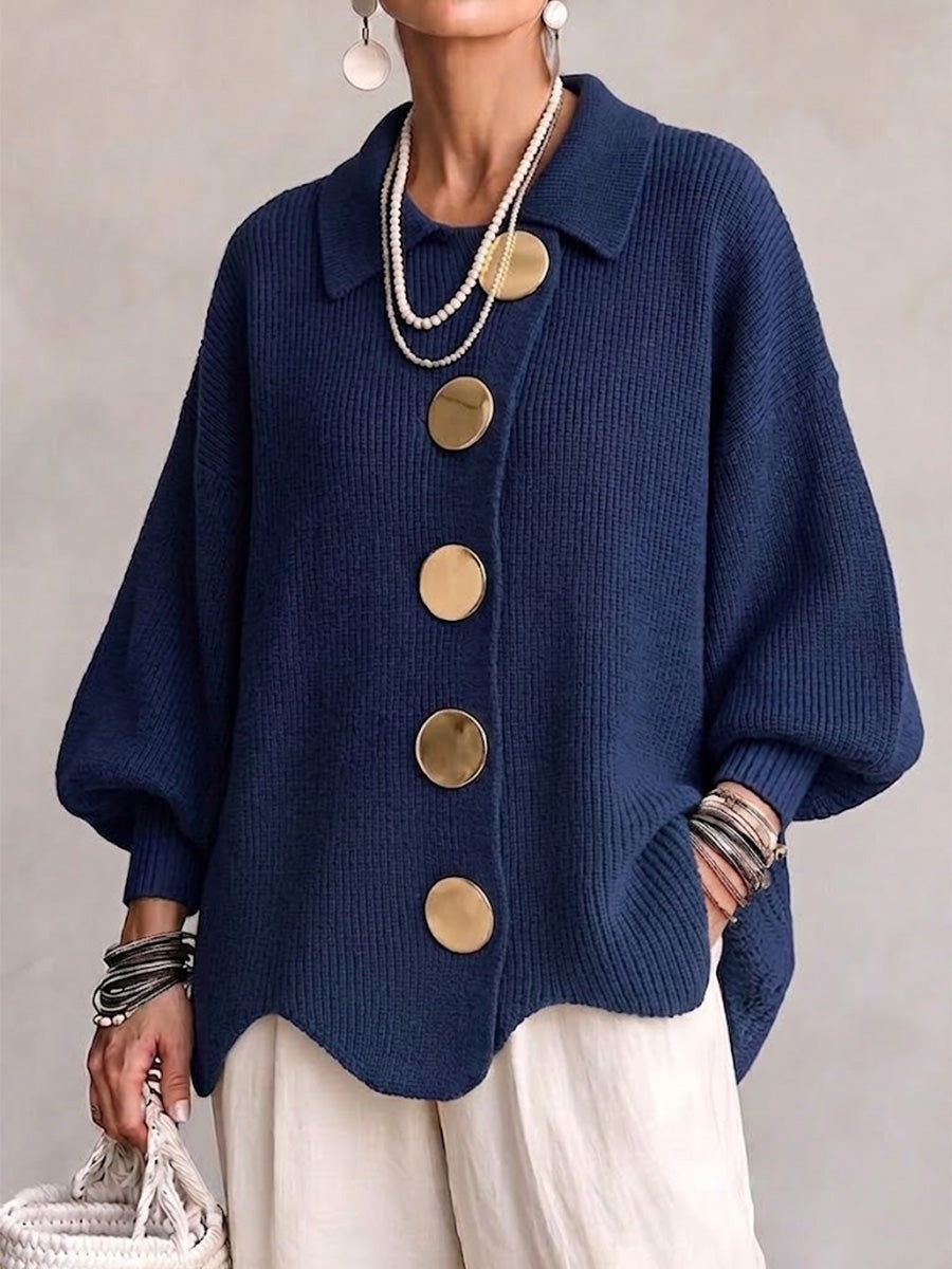 NOA | OVERSIZED CARDIGAN WITH LARGE GOLDEN BUTTONS