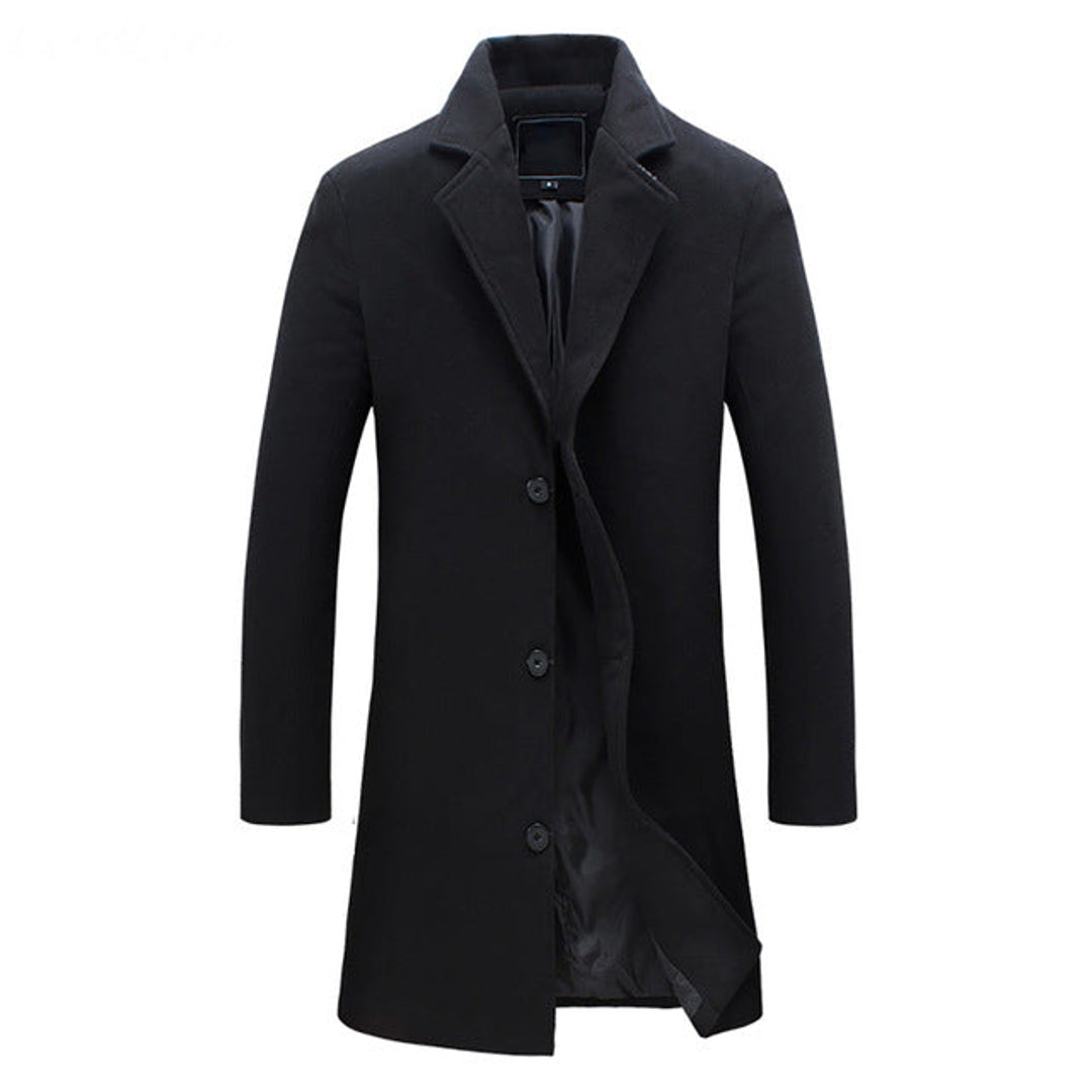 Men's tailored trench coat in black