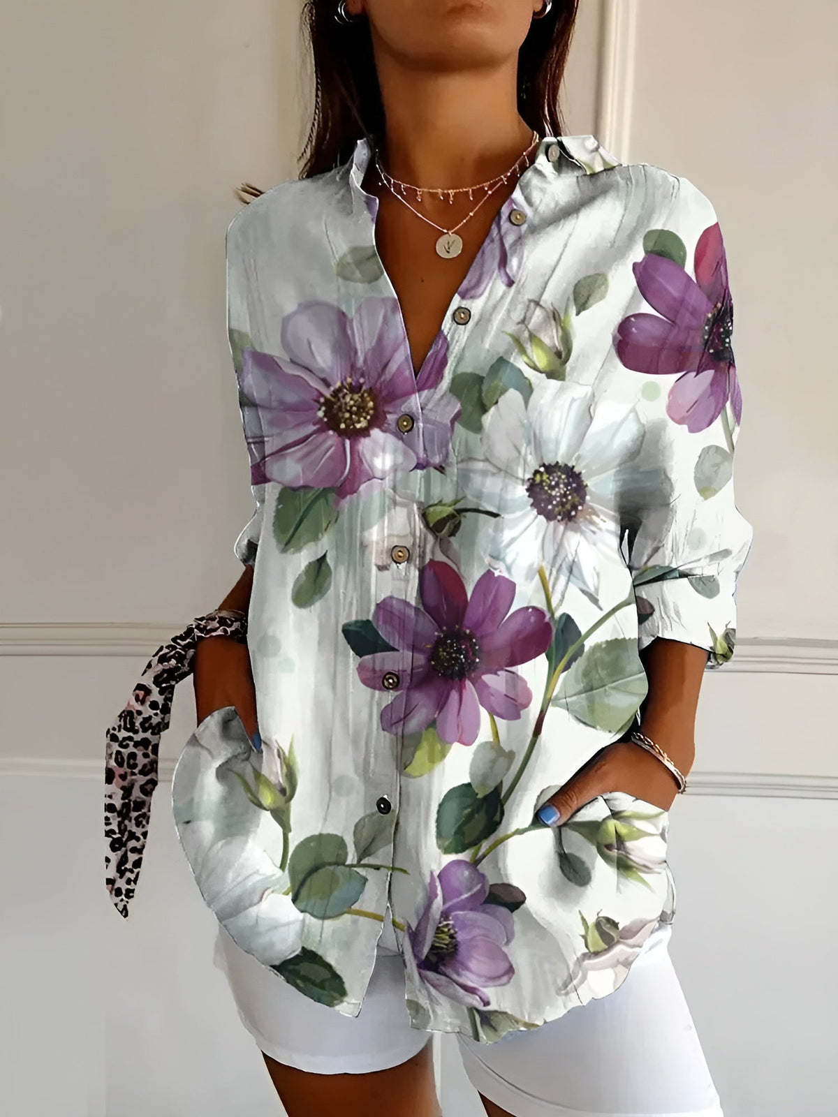 NOA | FLORAL BUTTON FRONT BLOUSE